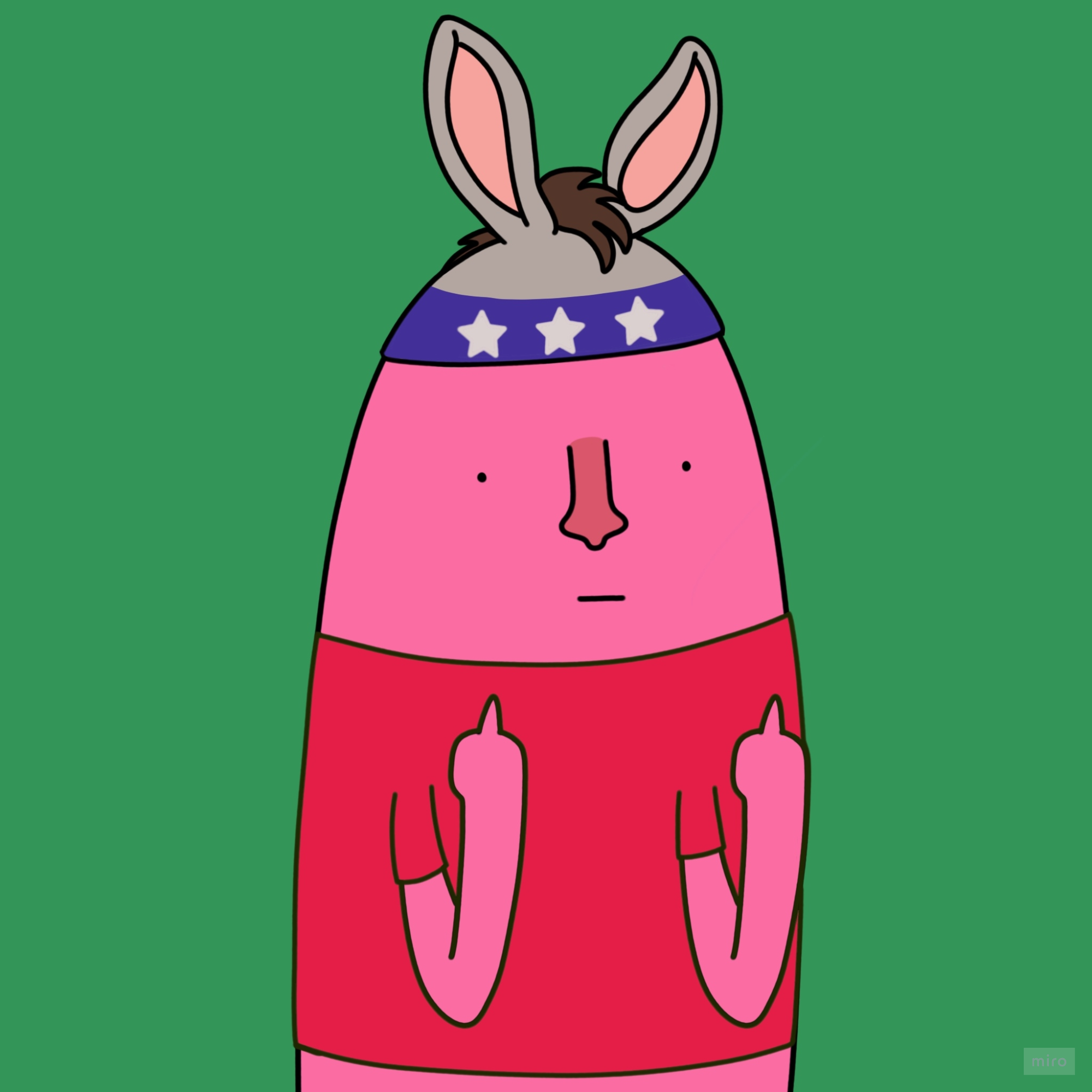 Neut with donkey ears representing Democrats