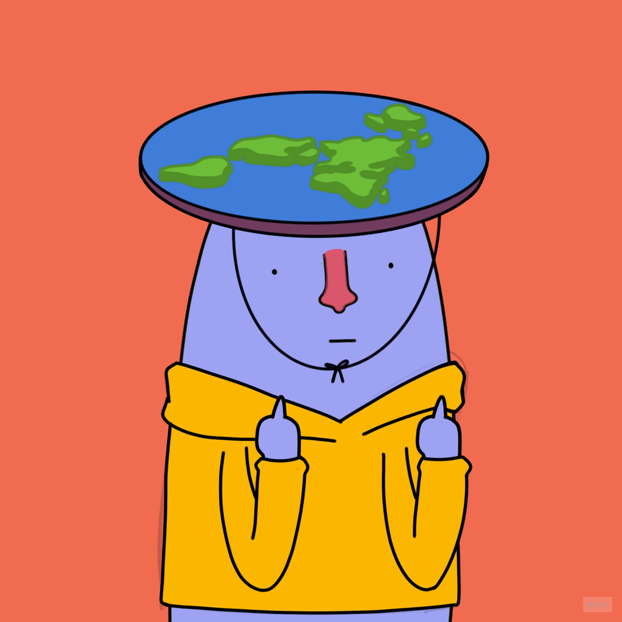 Neut wearing a flat earth plate as a hat